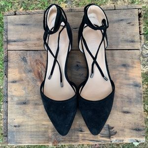 Franco Sarto Sybil Suede Ankle Wrap Point Toes